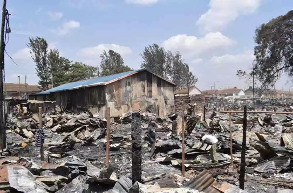 Church building remained standing tall after fire razed all buildings in Kijiji slums fire tragedy Church building remained standing tall after fire razed all buildings in Kijiji slums fire tragedy