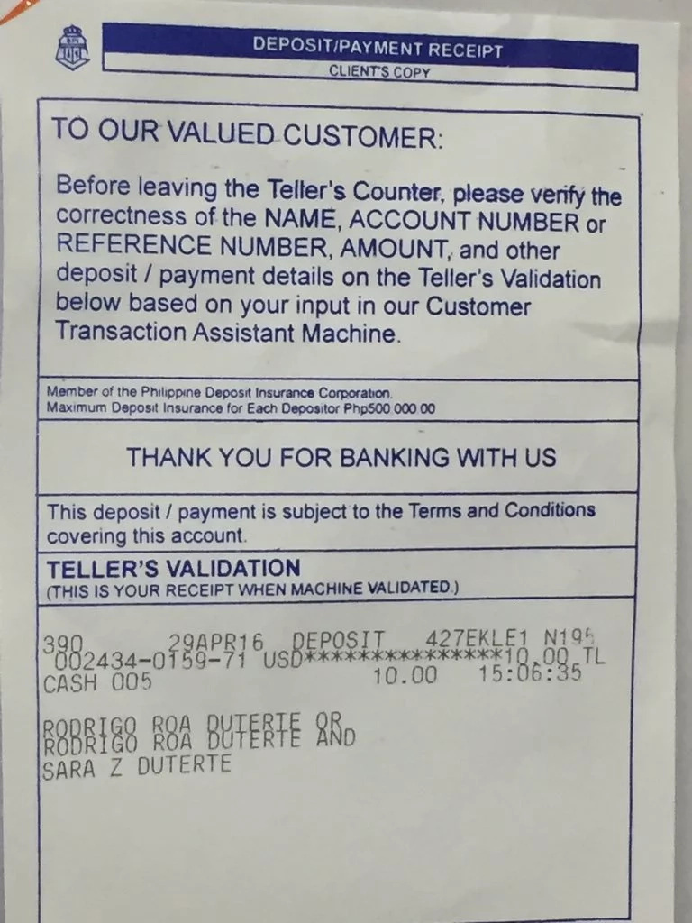 Roxas proves Duterte’s dollar account in BPI Roxas proves Duterte’s dollar account in BPI