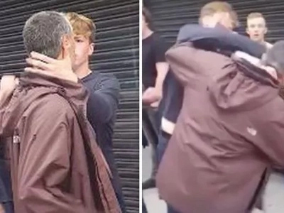 Graphic footage of how a drug addict stabbed a teenager in the neck with scissors