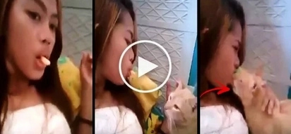 Watch this careless Pinay use her mouth to feed her pet cat. What happens next will make you afraid of cats forever!