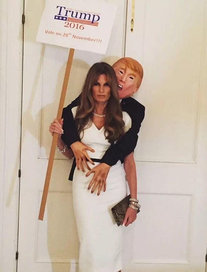 Saucy Girls Wearing "Grab Her By The P*@#Y" Halloween Costume Is... Well, Still Sexy (Photos) Saucy Girls Wearing "Grab Her By The P*@#Y" Halloween Costume Is... Well, Still Sexy (Photos)
