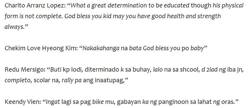 Video of disabled grade 9 student riding bicycle to school goes viral Video of disabled grade 9 student riding bicycle to school goes viral