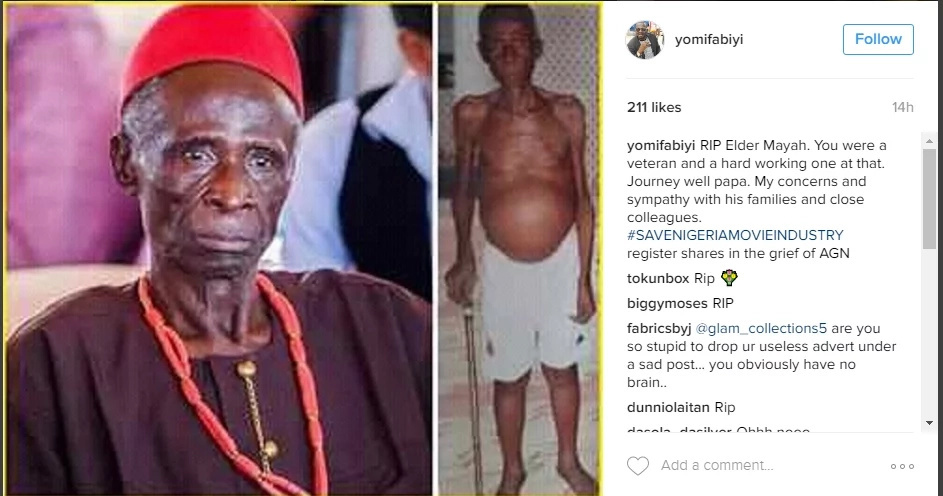 Nigerian actor Elder Maya is dead