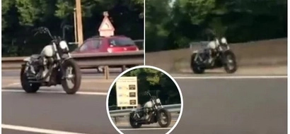 Driving along the high way doesn’t always have to be boring. Bike without a rider leaves everyone in disbelief (video)