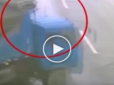 The driver was thrown from an out-of-control truck