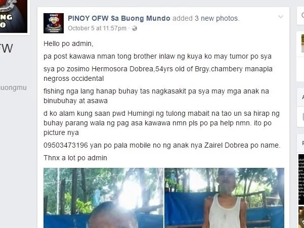 Netizen asks help for sick old man Netizen asks help for sick old man