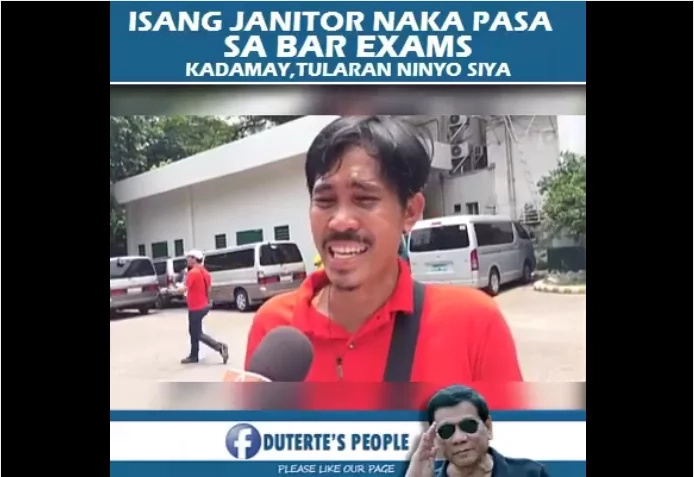 Pinoy Ex-Janitor Passing the 2016 Bar Exam Went Trending Worldwide. Pinoy Ex-Janitor Passing the 2016 Bar Exam Went Trending Worldwide.