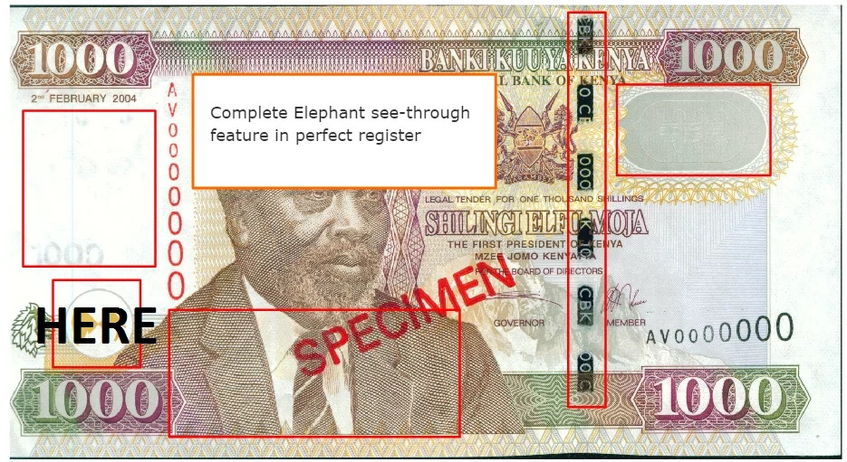 How to identify a fake Kenyan note (illustrations)