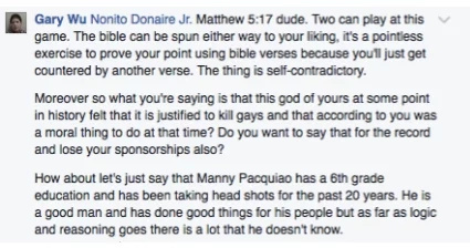 Nonito Donaire Jr. schools bashers regarding gay biblical references Nonito Donaire Jr. schools bashers regarding gay biblical references