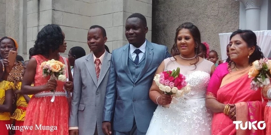 Kenyan man marries Indian girlfriend in rare church wedding and the photos are lit AF