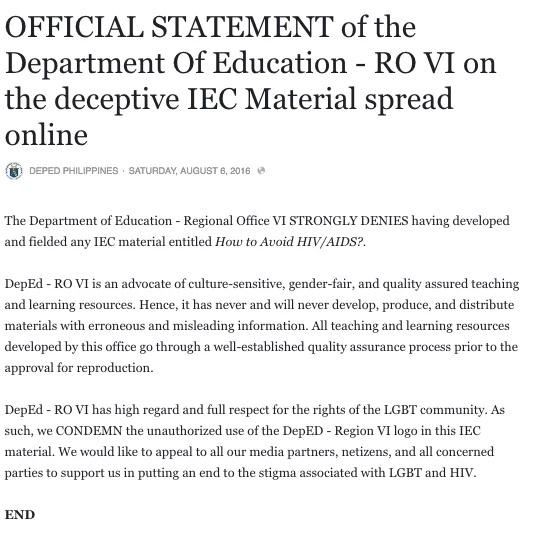 Netizens are infuriated with alleged DepEd HIV flyer Netizens are infuriated with alleged DepEd HIV flyer