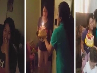 OFW in Kuwait surprised during her birthday, employers treat her like family and buy her gifts and cake