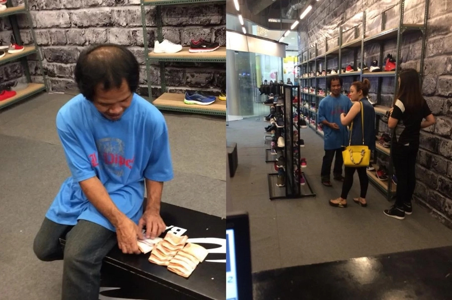 Old man buys himself new shoes as present with hard-earned money goes viral Old man buys himself new shoes as present with hard-earned money goes viral