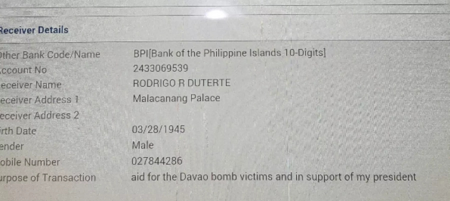 Sara Duterte clarifies donation's bank account Sara Duterte clarifies donation's bank account