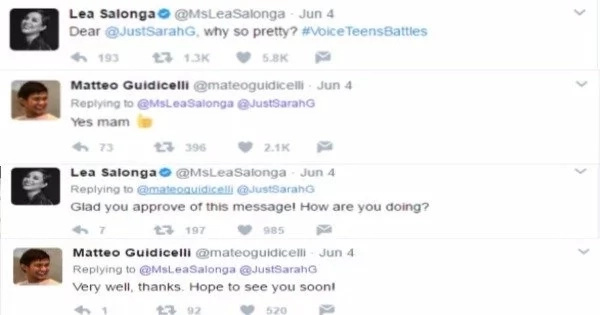 Matteo Guidicelli REACTS to Lea Salonga's tweet about Sarah Geronimo! Matteo Guidicelli REACTS to Lea Salonga's tweet about Sarah Geronimo!