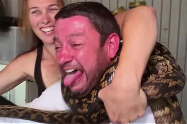 Contestant for Australian TV show almost killed by huge python Contestant for Australian TV show almost killed by huge python