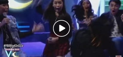 Shookt Kisses horrified by frightening object falling from the ceiling of Gandang Gabi Vice set