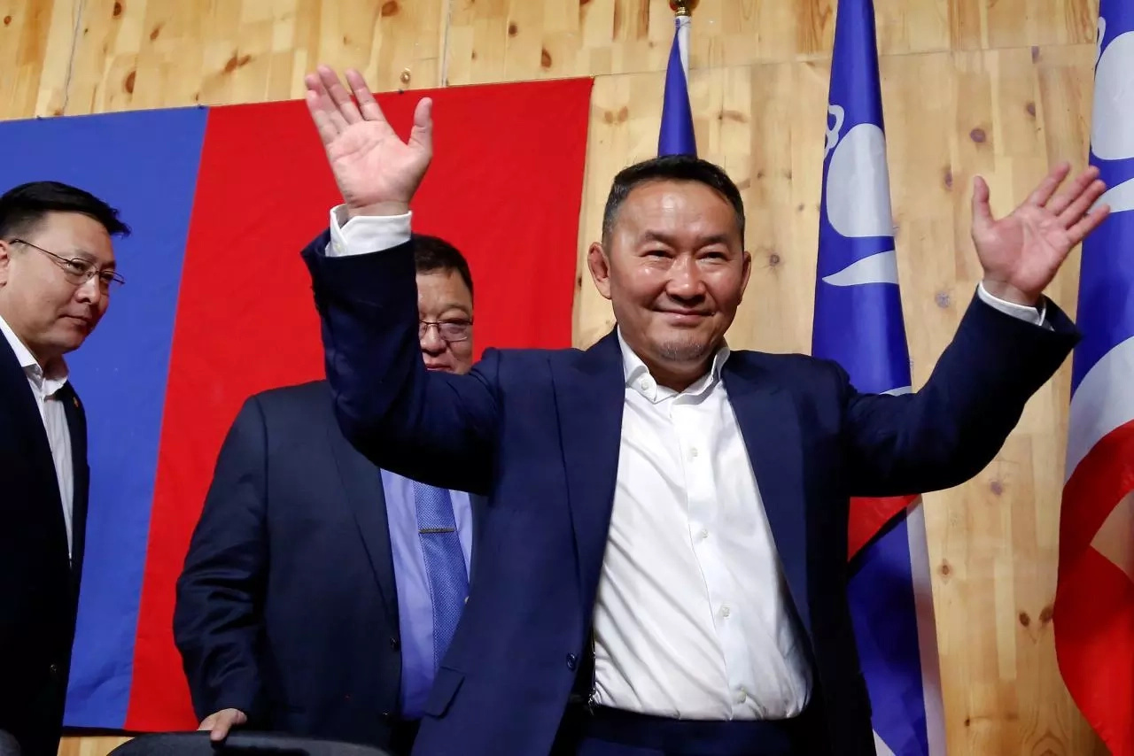 Battulga during a press conference after his win. Photo: Reuters Battulga during a press conference after his win. Photo: Reuters