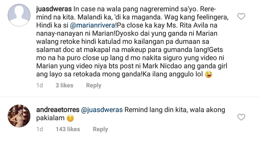 Sinupalpal! Andrea Torres fiercely fires back to basher Sinupalpal! Andrea Torres fiercely fires back to basher