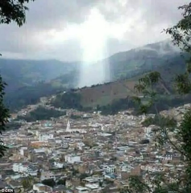 The astonishing cloud formation took on a shape locals believe is of Jesus Christ