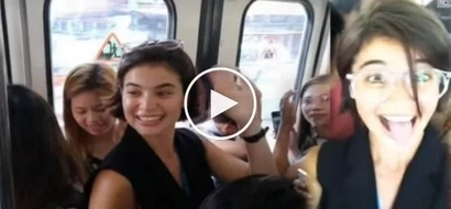 Anne Curtis having a blast riding MRT as she's late for Showtime