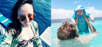 Georgina Wilson’s 3-month old son ‘swims’ for the first time in Palawan