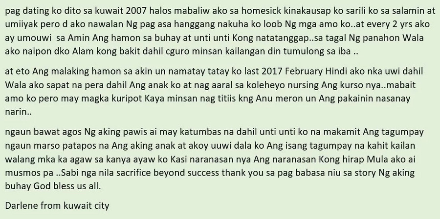 Hindi nakita ang ama sa huling pagkakataon! Kuwait based OFW recounts her pain when her father died Hindi nakita ang ama sa huling pagkakataon! Kuwait based OFW recounts her pain when her father died