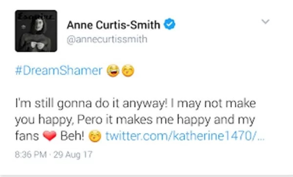 Anne Curtis slams basher who criticized her singing prowess Anne Curtis slams basher who criticized her singing prowess