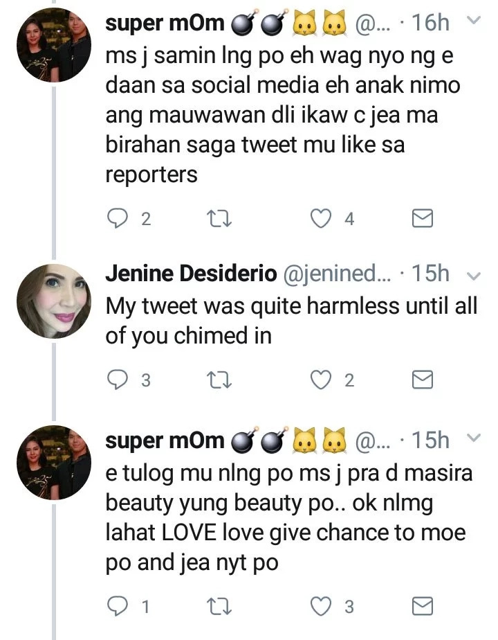 "Nuknukan ng tigas ng ulo." Jenine Desiderio to daughter Janella via Twitter "Nuknukan ng tigas ng ulo." Jenine Desiderio to daughter Janella via Twitter