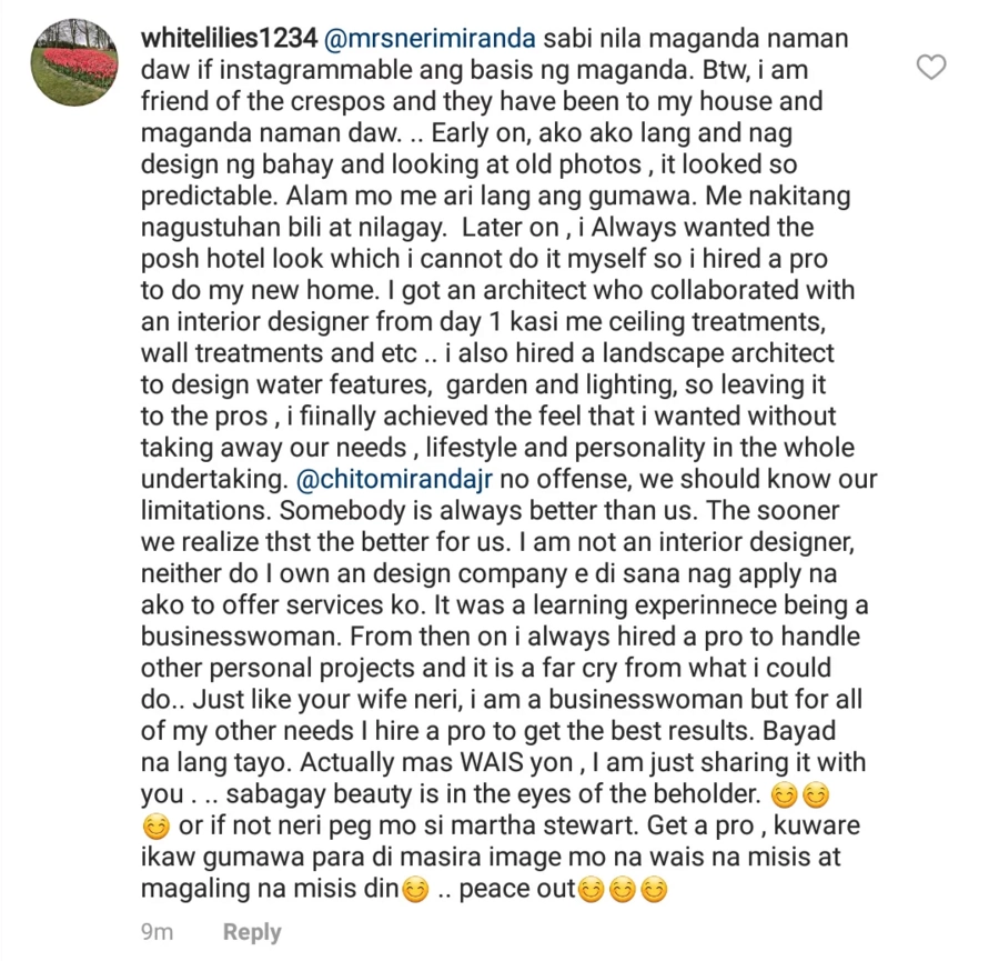 Netizen na nanglait sa bahay, daig pa ang interior designer! Chito and Neri Miranda engages basher of their home Netizen na nanglait sa bahay, daig pa ang interior designer! Chito and Neri Miranda engages basher of their home