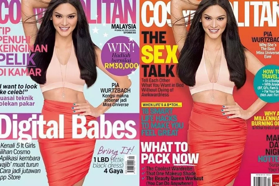 Cosmopolitan Malaysia covers up Pia Wurtzbach's cleavage Cosmopolitan Malaysia covers up Pia Wurtzbach's cleavage