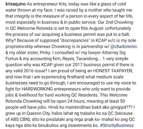 Kris Aquino gives voice to hardworking entrepreneurs who suffer from gov't red tape Kris Aquino gives voice to hardworking entrepreneurs who suffer from gov't red tape