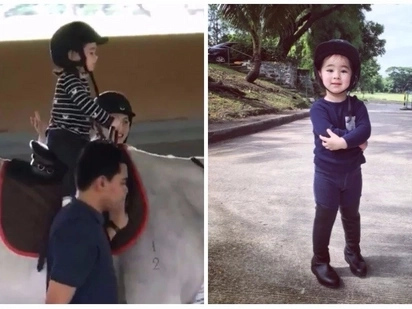 Too adorable to watch! Scarlet Snow Belo goes horseback riding for the first time