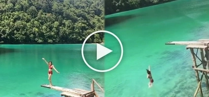 Alex Gonzaga surrenders to ‘sibling pressure’ and jumps in this beautiful lagoon