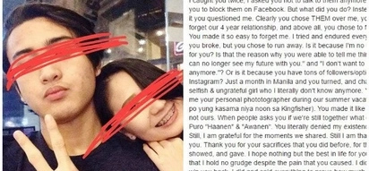 “Today should've been our 56th. But you cheated.” A note made for his ex-girlfriend