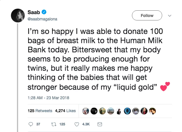 Ganito mag-recover kapag namatayan ng baby! Saab Magalona donates excess breastmilk to the Human Milk Bank Ganito mag-recover kapag namatayan ng baby! Saab Magalona donates excess breastmilk to the Human Milk Bank