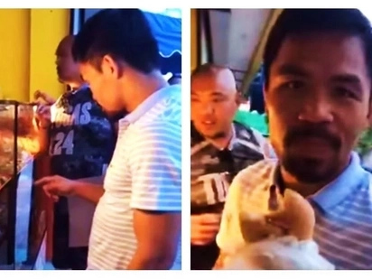Simpleng tao pa rin! Manny Pacquiao caught on video buying bread from humble panaderia despite seeing a fly near the products!