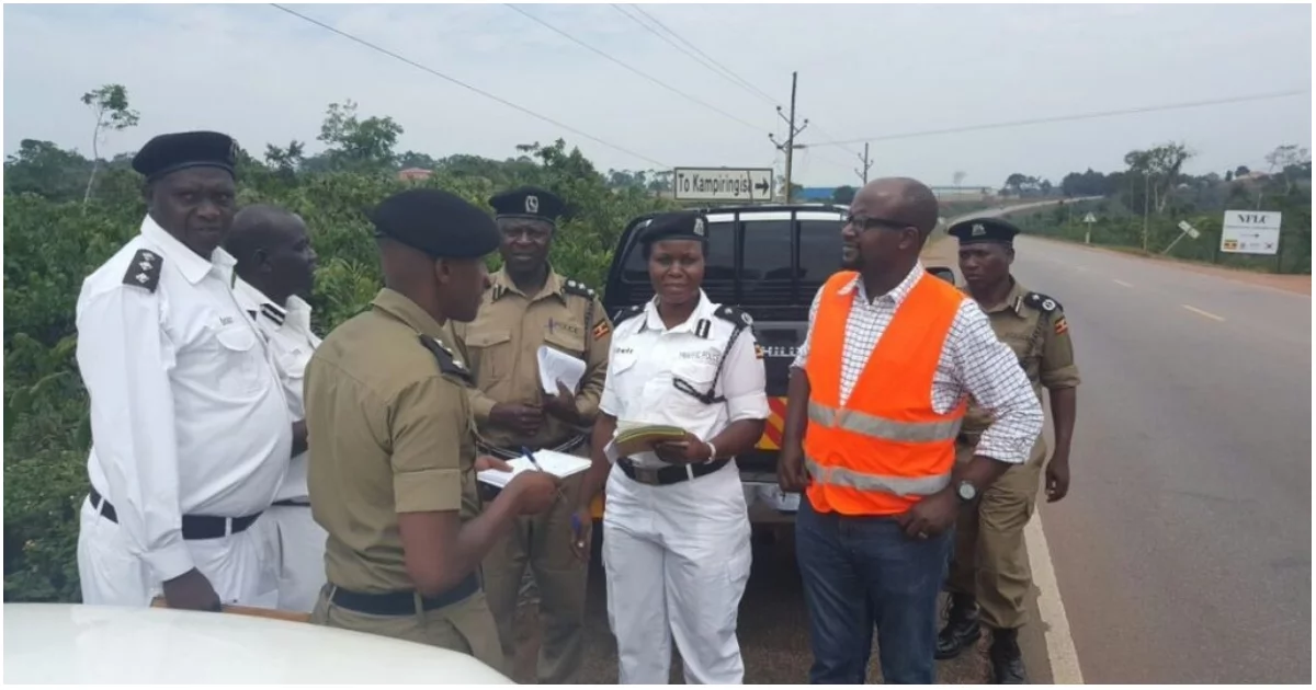 Ugandan traffic police officers at work.