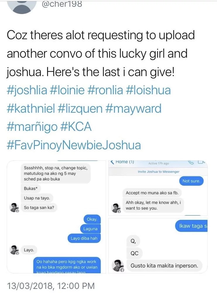 Nagtaksil daw kay Julia? Joshua Garcia allegedly sends private messages to a female netizen so that they could meet Nagtaksil daw kay Julia? Joshua Garcia allegedly sends private messages to a female netizen so that they could meet