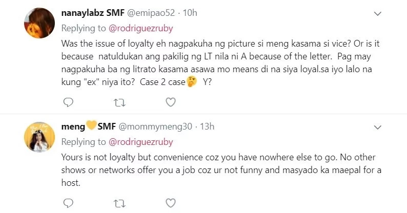 Hala! Na-bash ng bongga! Ruby Rodriguez strikes back on netizens who links her "loyalty" post to Maine Mendoza Hala! Na-bash ng bongga! Ruby Rodriguez strikes back on netizens who links her "loyalty" post to Maine Mendoza
