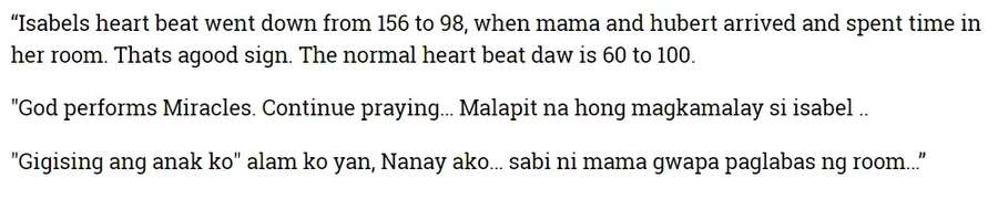 Isabel Granada's ex-husband Jericho Aguas shares latest update: "Malapit na hong magkamalay si Isabel." Isabel Granada's ex-husband Jericho Aguas shares latest update: "Malapit na hong magkamalay si Isabel."