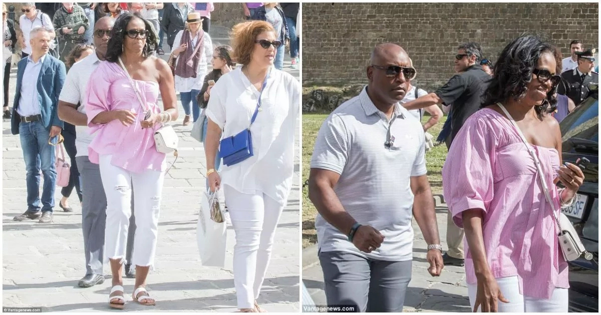 Michelle Obama seen sightseeing while on amazing vacation in sunny Tuscan (photos, video)