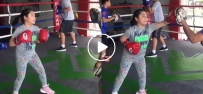 World champ in the making! Manny Pacquiao's daughter Queenie tries hardcore boxing