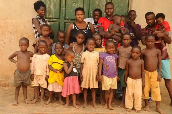 Mariam (in black dress) and some of her 38 children