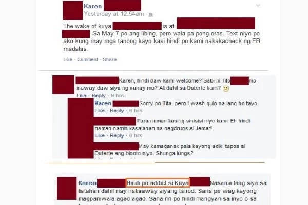 Family of EJK Victim Bans Duterte Supporter Relatives Family of EJK Victim Bans Duterte Supporter Relatives