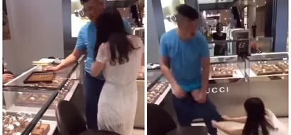 Chinese woman threw a tantrum and accidentally pulled down her boyfriend's pants after he refused to buy the jewelry