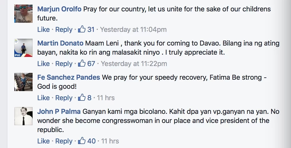 VP Leni visits Davao bombing victim Fatima Manalo VP Leni visits Davao bombing victim Fatima Manalo