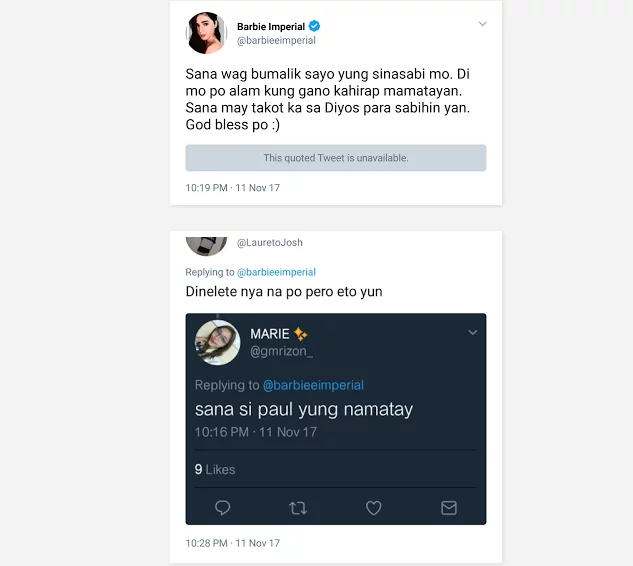 Nakakapikon talaga! Former PBB Housemate Barbie Imperial irked by a netizen’s tweet saying Paul Salas should have died instead Nakakapikon talaga! Former PBB Housemate Barbie Imperial irked by a netizen’s tweet saying Paul Salas should have died instead