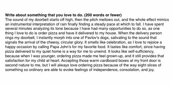 Essay about pizza got this girl accepted at Yale University! She even received 1-year's worth of pizza supply from Papa John's! Essay about pizza got this girl accepted at Yale University! She even received 1-year's worth of pizza supply from Papa John's!