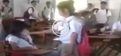 Binugbog sa classroom! Violent Pinay high school student slaps and pulls hair of scared female classmate